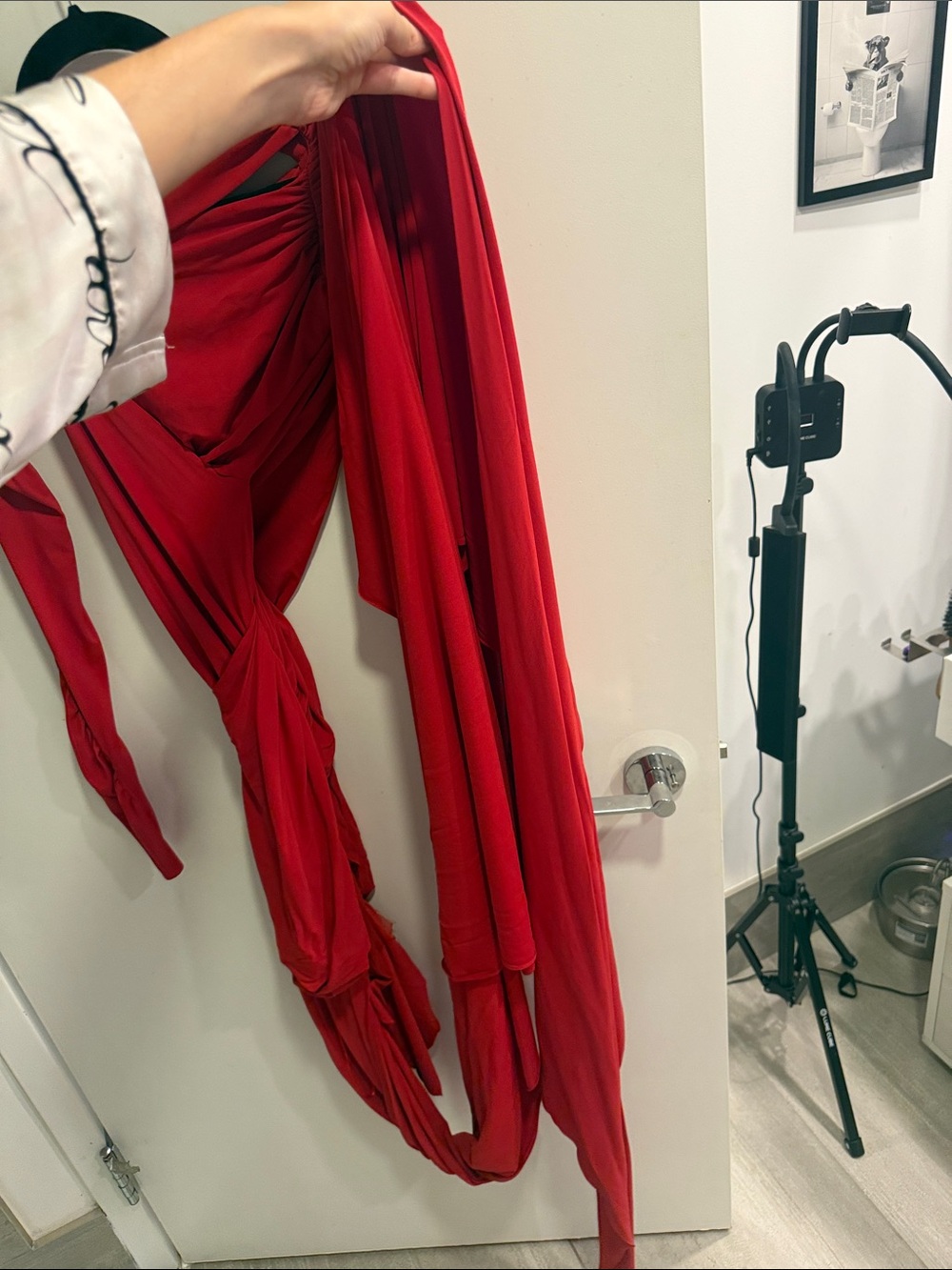The Attico Red Draped Long-Sleeve Twist Dress - Picture 5 of 6